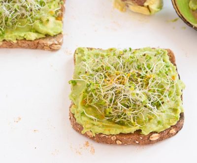 Start out your day with Avocado Toast with Kale Sprouts. This meal makes you feel good from the inside out! Serve with a big bowl of bitter greens to get even more veg into your diet.