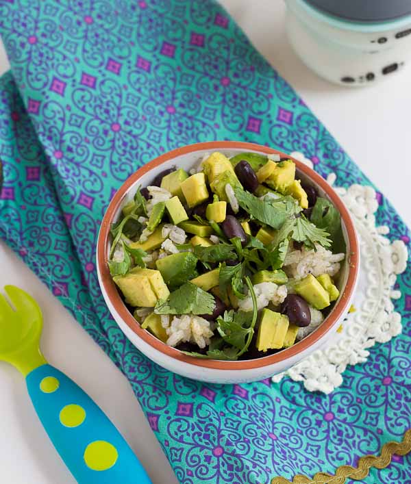 These Vegetarian Baby Burrito Bowls are a meal the whole family can enjoy and a great way for baby to develop their pincer grasp! Beans, avocado, and brown rice are wholesome foods for baby and you! If your baby isn't ready for finger foods, simply puree this meal to the desired texture and consistency.