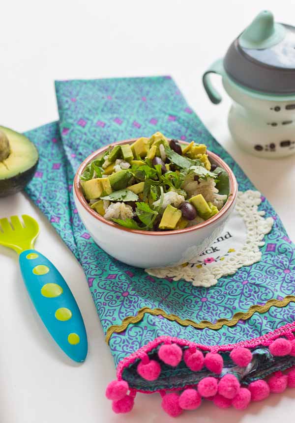 These Vegetarian Baby Burrito Bowls are a meal the whole family can enjoy and a great way for baby to develop their pincer grasp! Beans, avocado, and brown rice are wholesome foods for baby and you! If your baby isn't ready for finger foods, simply puree this meal to the desired texture and consistency.