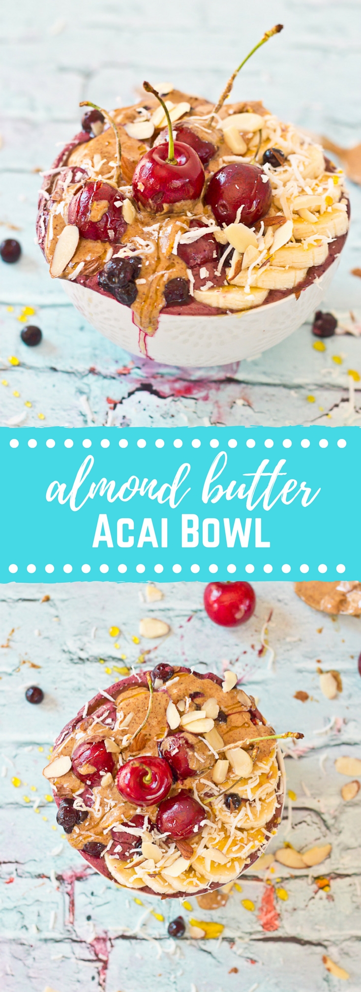  This Almond Butter Acai Bowl tho. The taste of almond butter with acai and banana in a bowl topped with all the toppings. Plus who can resist extra almond butter drizzled on top?! Almond butter in every bite! 