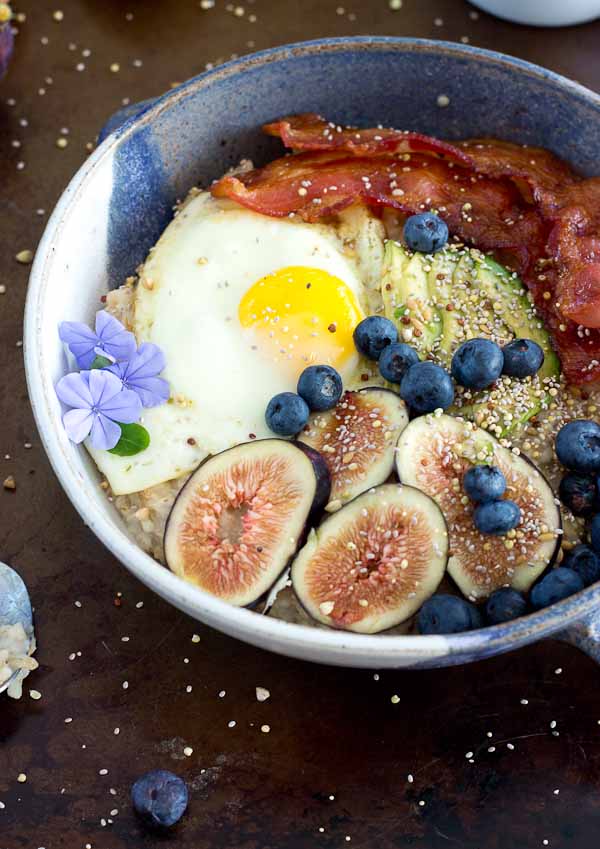 It's time to shake up that sweet oatmeal bowl and make it savory with bacon, eggs, and avocado! This Savory Oatmeal Bowl is high protein and will keep you energized all morning long. 