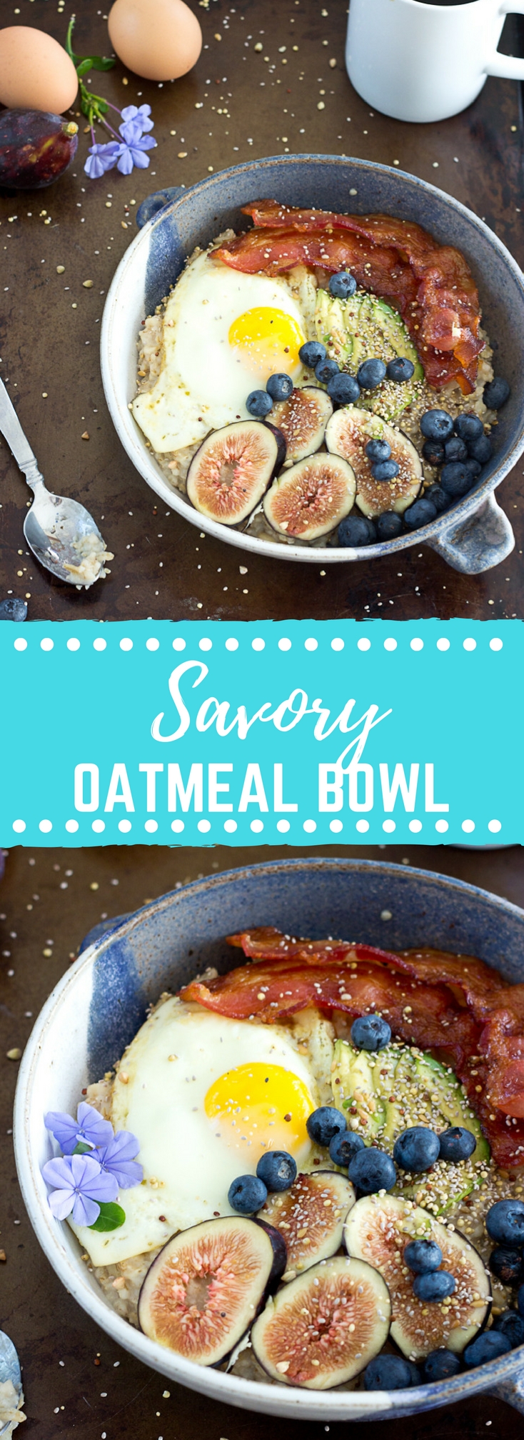 It's time to shake up that sweet oatmeal bowl and make it savory with bacon, eggs, and avocado! This Savory Oatmeal Bowl is high protein and will keep you energized all morning long. 