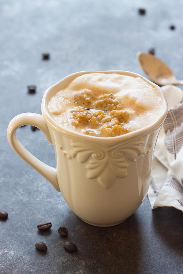 This Pumpkin Spice Oatmeal Latte is just what you need on a cozy fall morning. Your favorite things in one mug... pumpkin, oats, espresso and steamed milk! Grab a spoon. 