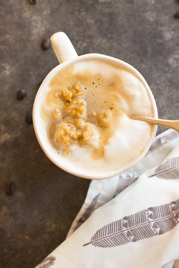 This Pumpkin Spice Oatmeal Latte is just what you need on a cozy fall morning. Your favorite things in one mug... pumpkin, oats, espresso and steamed milk! Grab a spoon. 