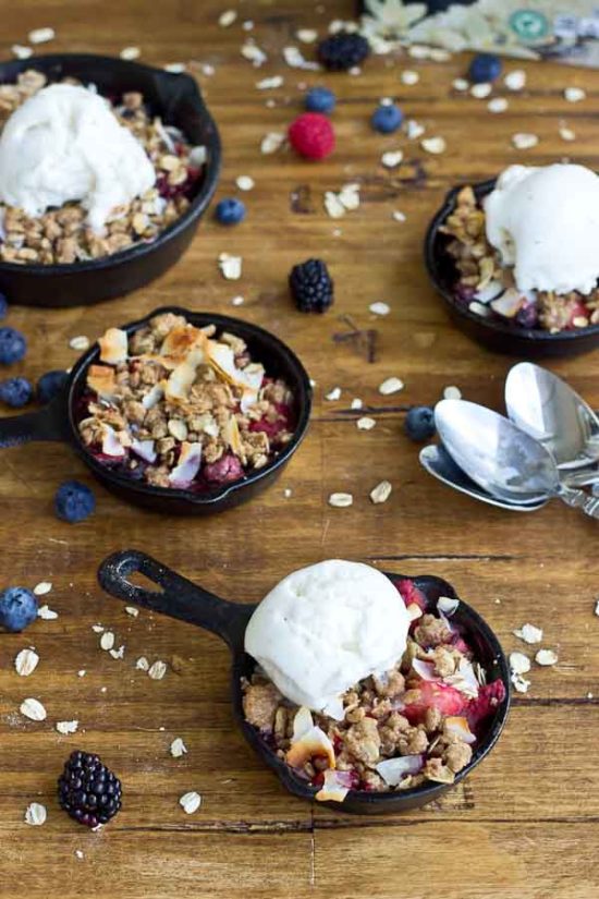 Skillet Mixed Berry Oatmeal Crisp Healthy Dessert Recipe