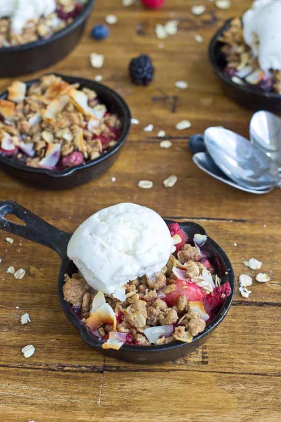 Skillet Mixed Berry Oatmeal Crisp Healthy Dessert Recipe