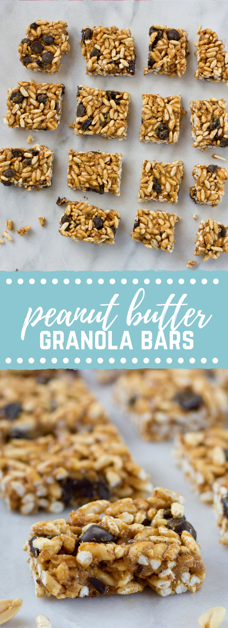 These Crunchy Peanut Butter Chocolate Chip Bars are all the rage-- perfect for a quick snack after school or work. Heck, they're delicious for breakfast or to satisfy those late night PB and chocolate cravings. 