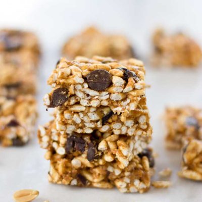 These Crunchy Peanut Butter Chocolate Chip Bars are all the rage-- perfect for a quick snack after school or work. Heck, they're delicious for breakfast or to satisfy those late night PB and chocolate cravings.