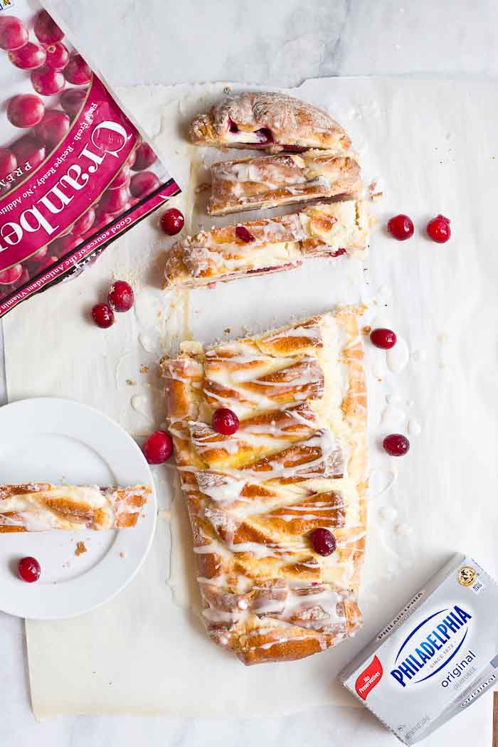 The flavors in this Cranberry Cream Cheese Braid are spot on and bursting with holiday freshness. Cranberries, cream cheese, and pillowy pastry dough...I’m like YIPPEEE! It’s the most wonderful time of the year.