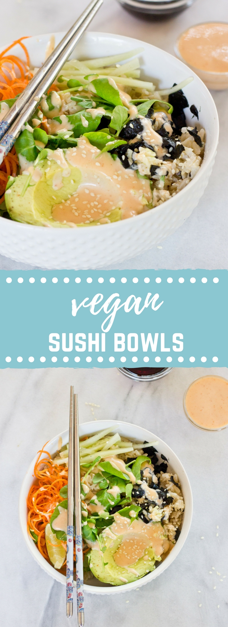 These Vegan Sushi Bowls are making my life right now… because of this spicy dressing. Let’s be honest... it's all about the condiments.