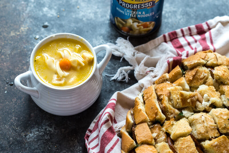 This Cheesy Pull Apart Bread will serve a crowd or simply scale the recipe down for one or two. It's easy to make and tastes delicious with soup!