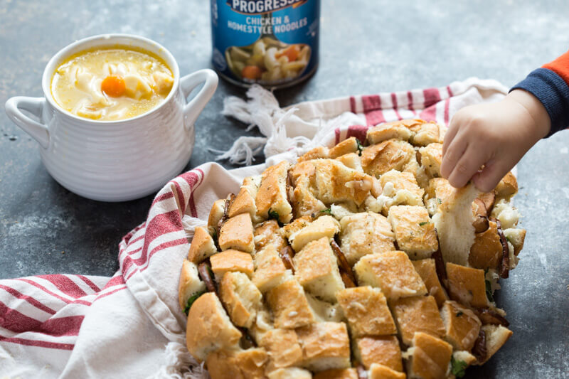 This Cheesy Pull Apart Bread will serve a crowd or simply scale the recipe down for one or two. It's easy to make and tastes delicious with soup!