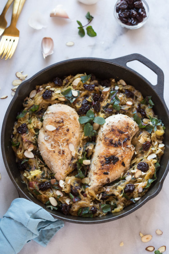 Garlic Butter Chicken Spaghetti Squash Skillet a one pan weeknight