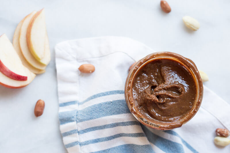 Homemade Chocolate Peanut Butter.... that's actually good for you and made with no added sugar. If you've ever wondered if you can make peanut butter at home, get excited because the answer is YES!! And chocolate is involved.