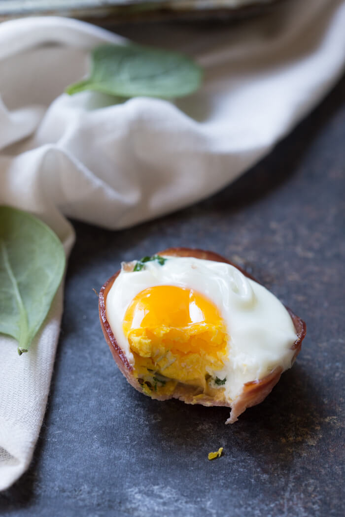 Ham Spinach Egg Cups are an easy meal prep that is high in protein and low carb. Simply bake in a muffin tin to have a healthy breakfast at the ready... made with only 4 ingredients! 