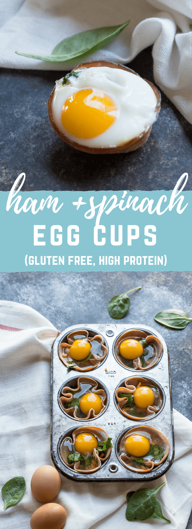 Ham Spinach Egg Cups are an easy meal prep that is high in protein and low carb. Simply bake in a muffin tin to have a healthy breakfast at the ready... made with only 4 ingredients! 