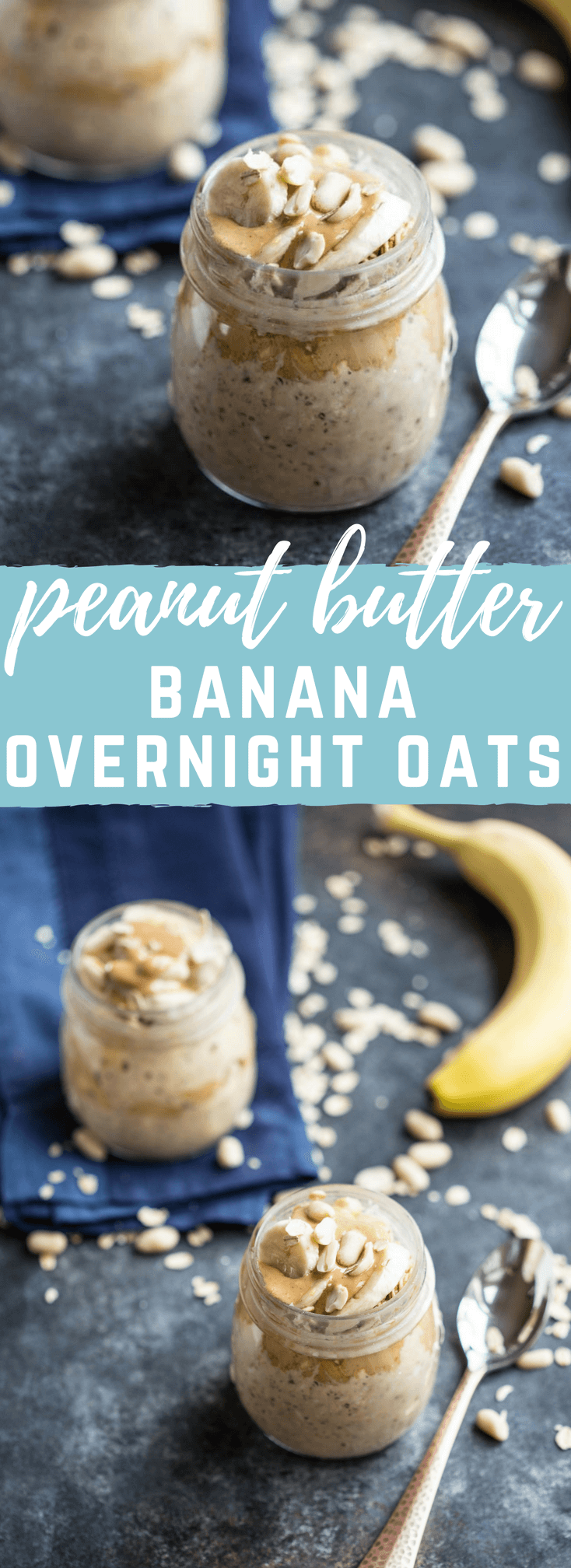 Peanut Butter Banana Overnight Oats.... this no sugar added and dairy free meal prep makes a tasty and satisfying and peanut buttery breakfast!!