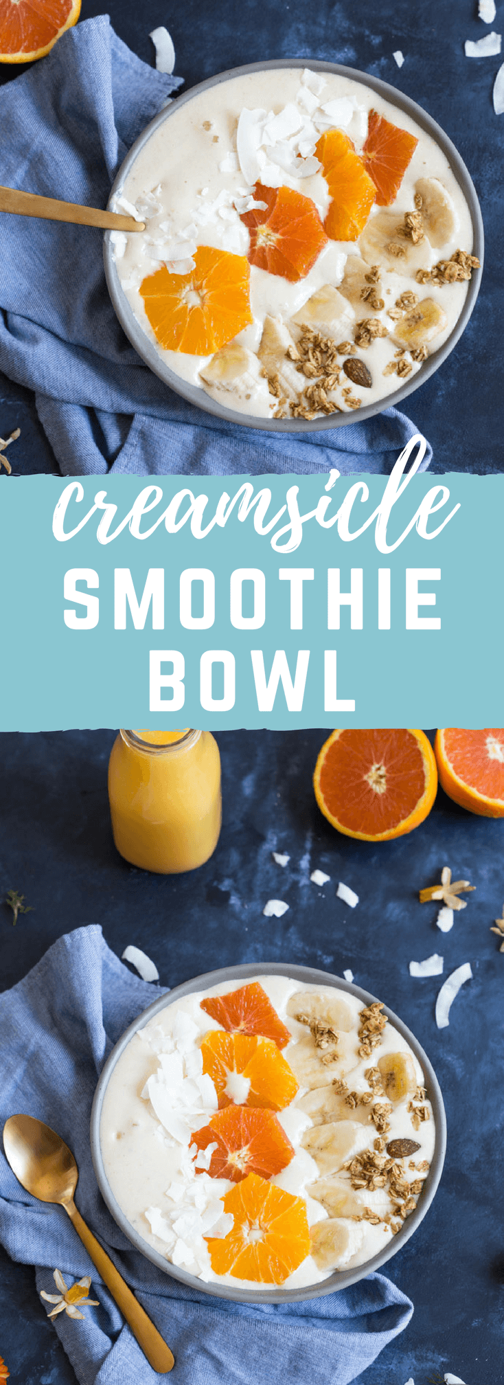 Orange Creamsicle Smoothie Bowl! Creamy, dreamy and everything you want in a smoothie that you can spoon. I love spooning my smoothies! Spooning > Sipping.