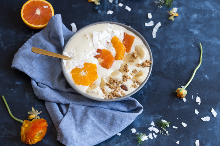 Orange Creamsicle Smoothie Bowl! Creamy, dreamy and everything you want in a smoothie that you can spoon. I love spooning my smoothies! Spooning srcset=