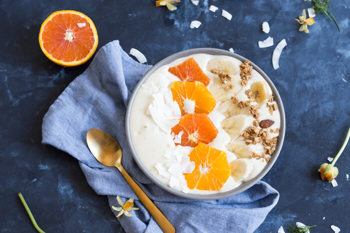 Orange Creamsicle Smoothie Bowl! Creamy, dreamy and everything you want in a smoothie that you can spoon. I love spooning my smoothies! Spooning srcset=