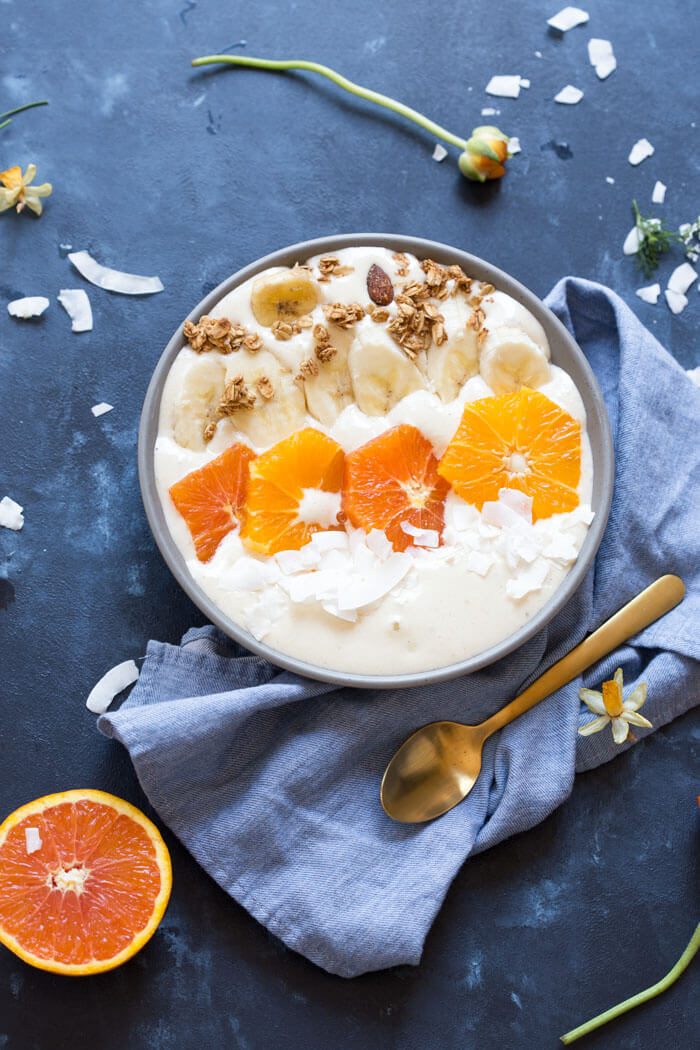 Orange Creamsicle Smoothie Bowl! Creamy, dreamy and everything you want in a smoothie that you can spoon. I love spooning my smoothies! Spooning srcset=