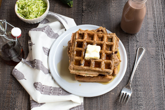 Chocolate Milk Zucchini Waffles... chocolate milk waffles with hidden veggies you can't taste, your next breakfast obsession awaits.