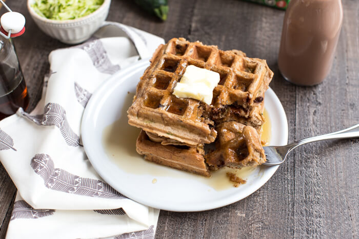 Chocolate Milk Zucchini Waffles... chocolate milk waffles with hidden veggies you can't taste, your next breakfast obsession awaits.