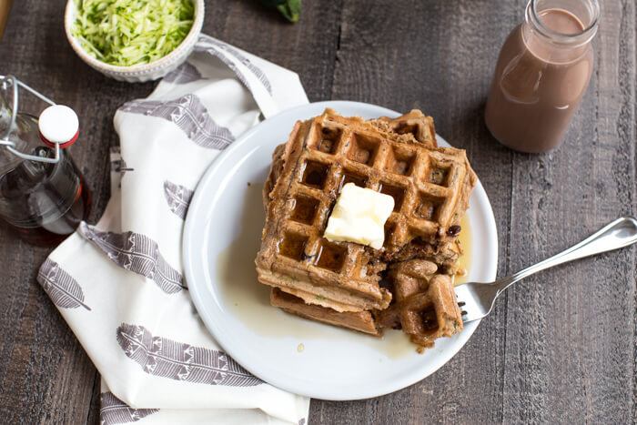 Chocolate Milk Zucchini Waffles... chocolate milk waffles with hidden veggies you can't taste, your next breakfast obsession awaits.