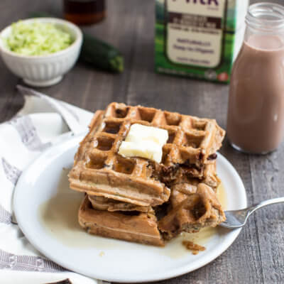 Chocolate Milk Zucchini Waffles... chocolate milk waffles with hidden veggies you can't taste, your next breakfast obsession awaits.