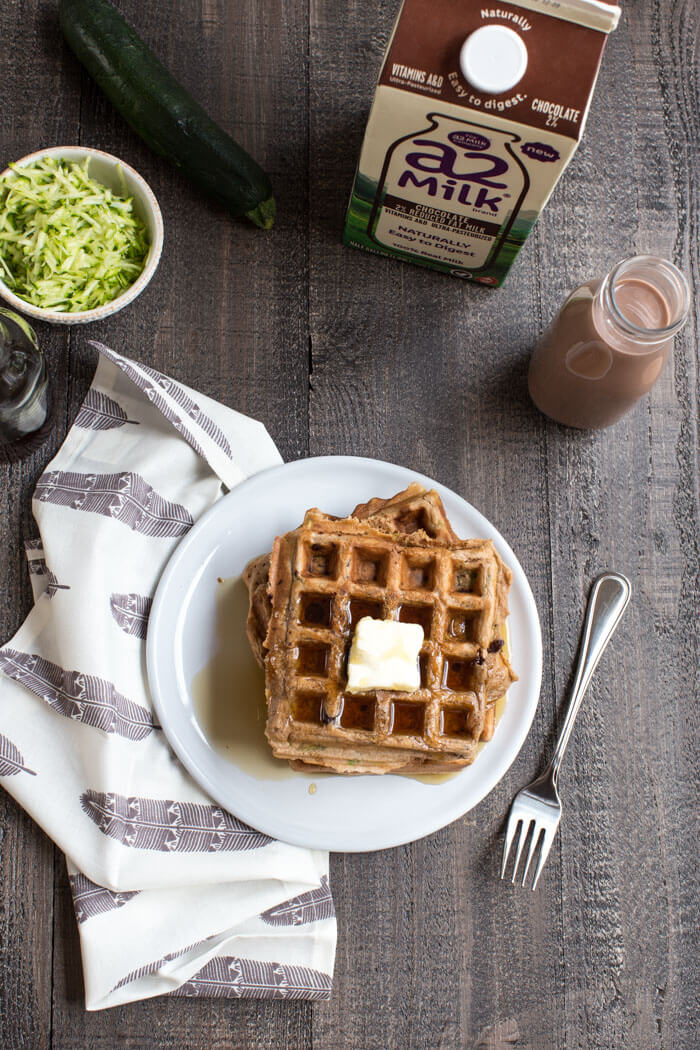 Chocolate Milk Zucchini Waffles... chocolate milk waffles with hidden veggies you can't taste, your next breakfast obsession awaits.