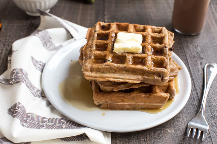 Chocolate Milk Zucchini Waffles... chocolate milk waffles with hidden veggies you can't taste, your next breakfast obsession awaits.