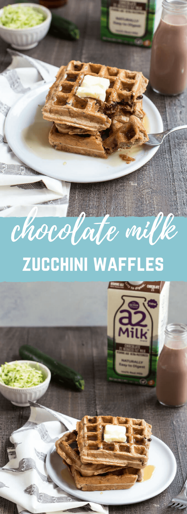 Chocolate Milk Zucchini Waffles... chocolate milk waffles with hidden veggies you can't taste, your next breakfast obsession awaits.