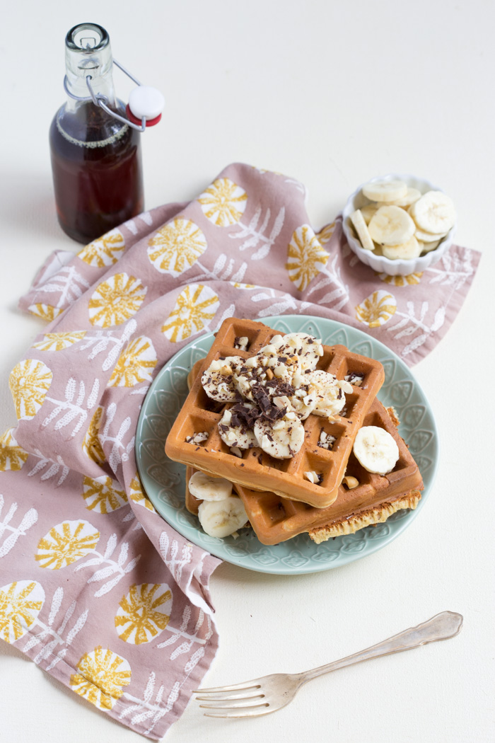 Peanut Butter Banana Blender Waffles... because everything in life is better with a little peanut butter.