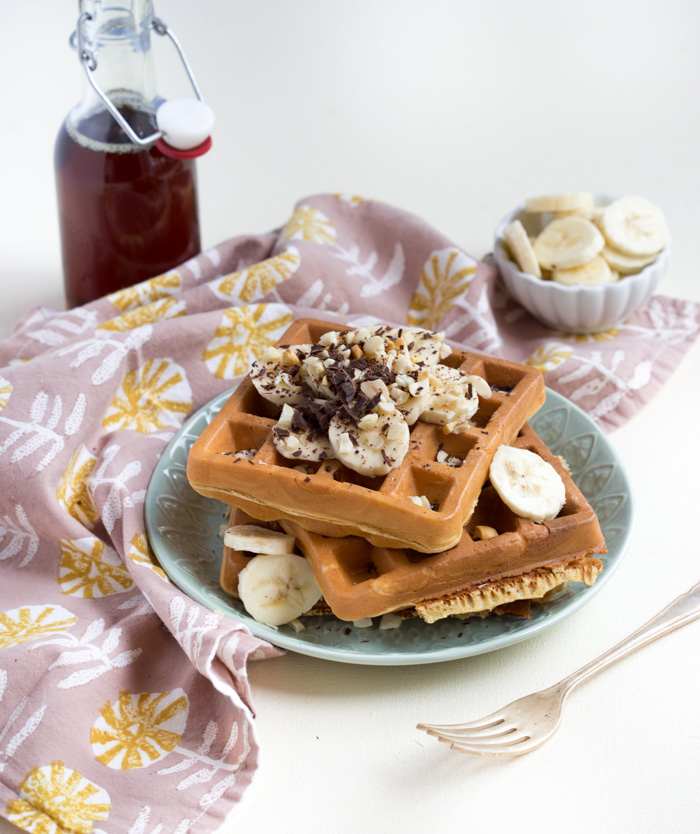 Peanut Butter Banana Blender Waffles... because everything in life is better with a little peanut butter.