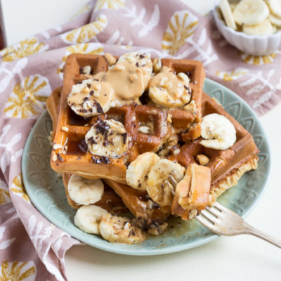 Peanut Butter Banana Blender Waffles... because everything in life is better with a little peanut butter.