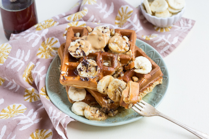 Peanut Butter Banana Blender Waffles... because everything in life is better with a little peanut butter.