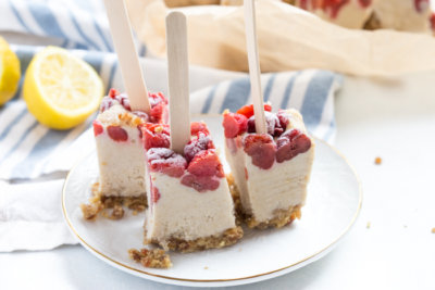 Cherry Cheesecake Pops, a no bake summer treat that will cool you down and satisfy that after dinner sweet tooth. Vegan, gluten free and paleo.