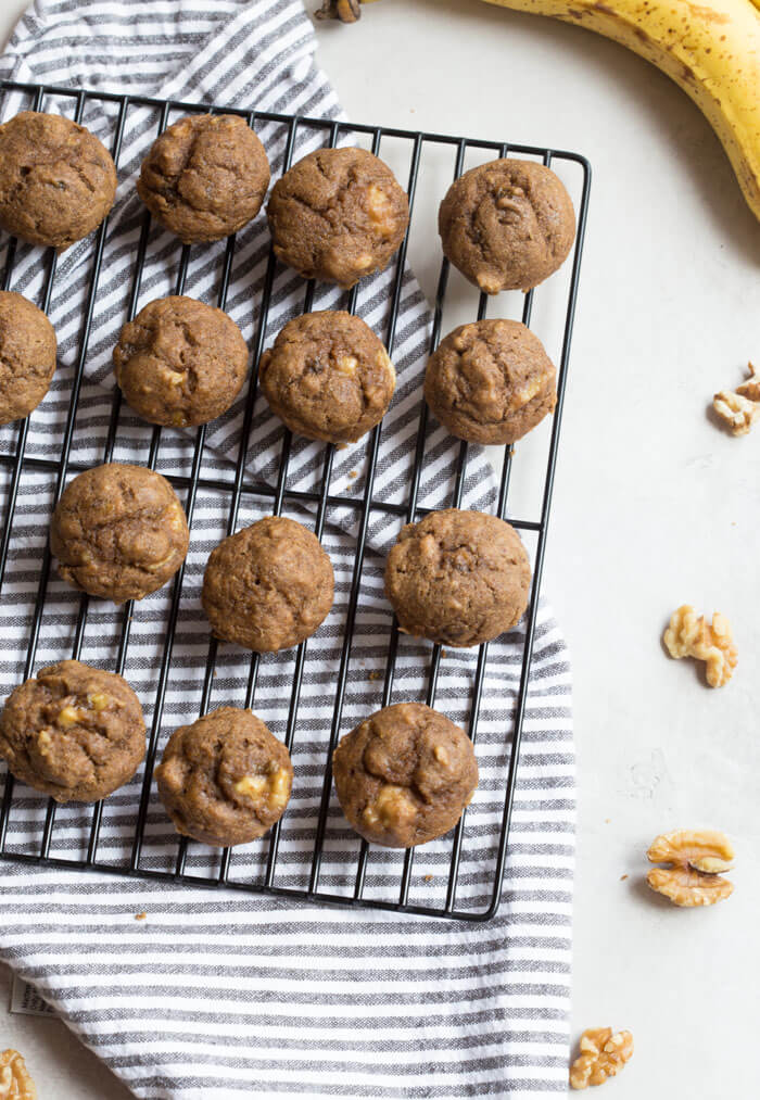 Healthy Banana Bread Muffins with Walnuts, lower sugar banana bread muffins, easy banana bread muffin recipe