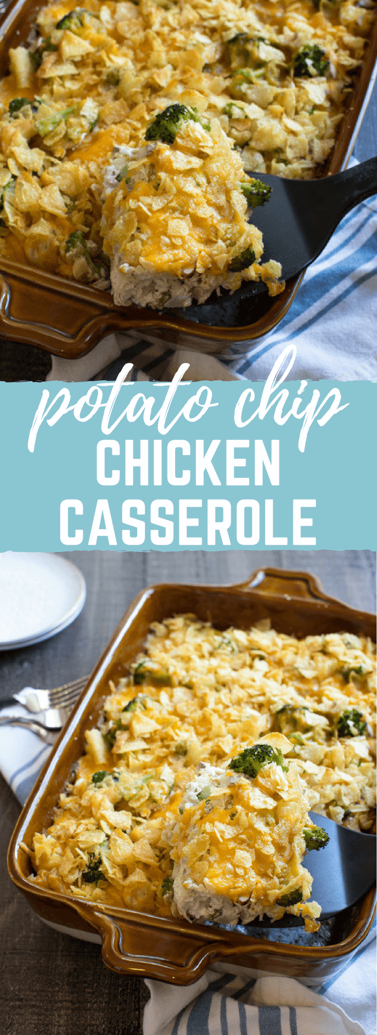 This Potato Chip Chicken Casserole recipe has been around for generations but this one has been reinvented with better-for-you ingredients to fit our healthier lifestyles. Now I can feel good serving this well-loved Potato Chip Chicken Casserole to my family.