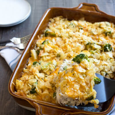 This Potato Chip Chicken Casserole recipe has been around for generations but this one has been reinvented with better-for-you ingredients to fit our healthier lifestyles. Now I can feel good serving this well-loved Potato Chip Chicken Casserole to my family.