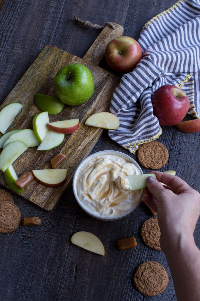 Caramel Apple Cheesecake Dip made with 3 ingredients for your sweet caramel apple loving self. This dip is a fall snacking necessity.