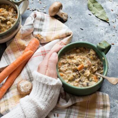 Turkey Wild Rice Soup is sure to hit every feel-good bone in your body! The flavors are rich and earthy, and the rice just gives it that full-bodied, hearty texture that is sure to fill your tummy up with comfort and warmth.