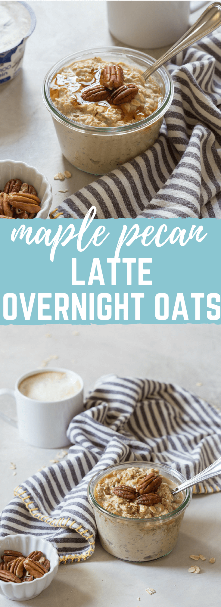 These Maple Pecan Latte Overnight Oats are perfectly maple-y sweet, latte infused and have all the holiday vibes. I’m in L-O-V-E.