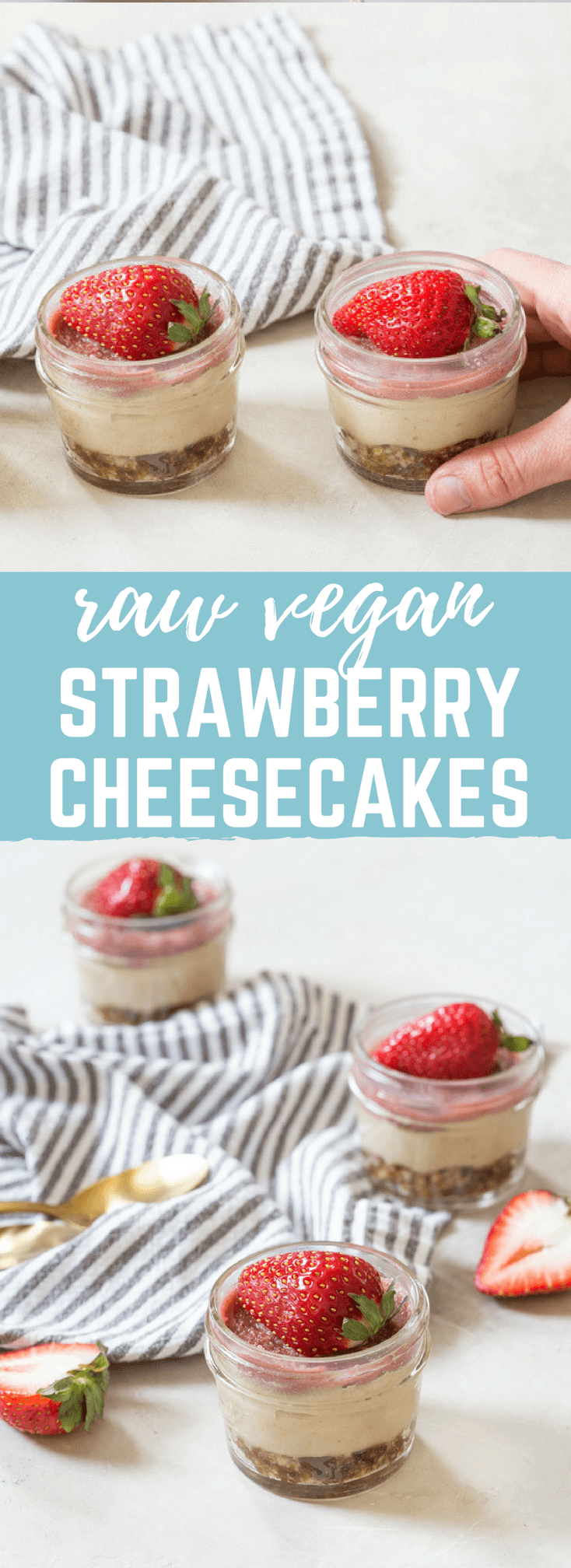 These Vegan Strawberry Cheesecake Minis are life right now. I love how simple ingredients can be made into a sweet treat in no time... right in the blender!