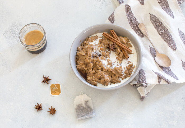 If you're a chai latte lover but like to live on the dark (errr caffeinated) side with espresso this Dirty Chai Latte Oatmeal is for you. Creamy oatmeal infused with chai tea and drowned in a shot of espresso. Breakfast of champions.