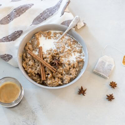 If you're a chai latte lover but like to live on the dark (errr caffeinated) side with espresso this Dirty Chai Latte Oatmeal is for you. Creamy oatmeal infused with chai tea and drowned in a shot of espresso. Breakfast of champions.