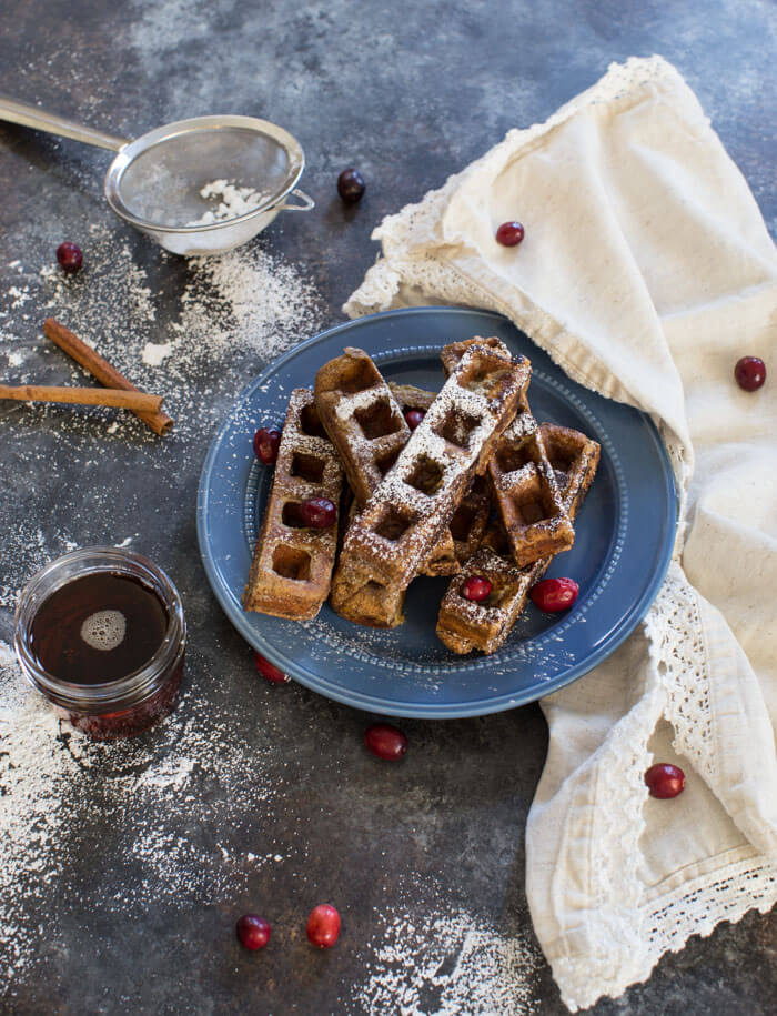 If the name of these pillowy, seasonal breakfast treats does not want to make you jump for joy, then I don’t know what will! Gingerbread Waffle French Toast Sticks