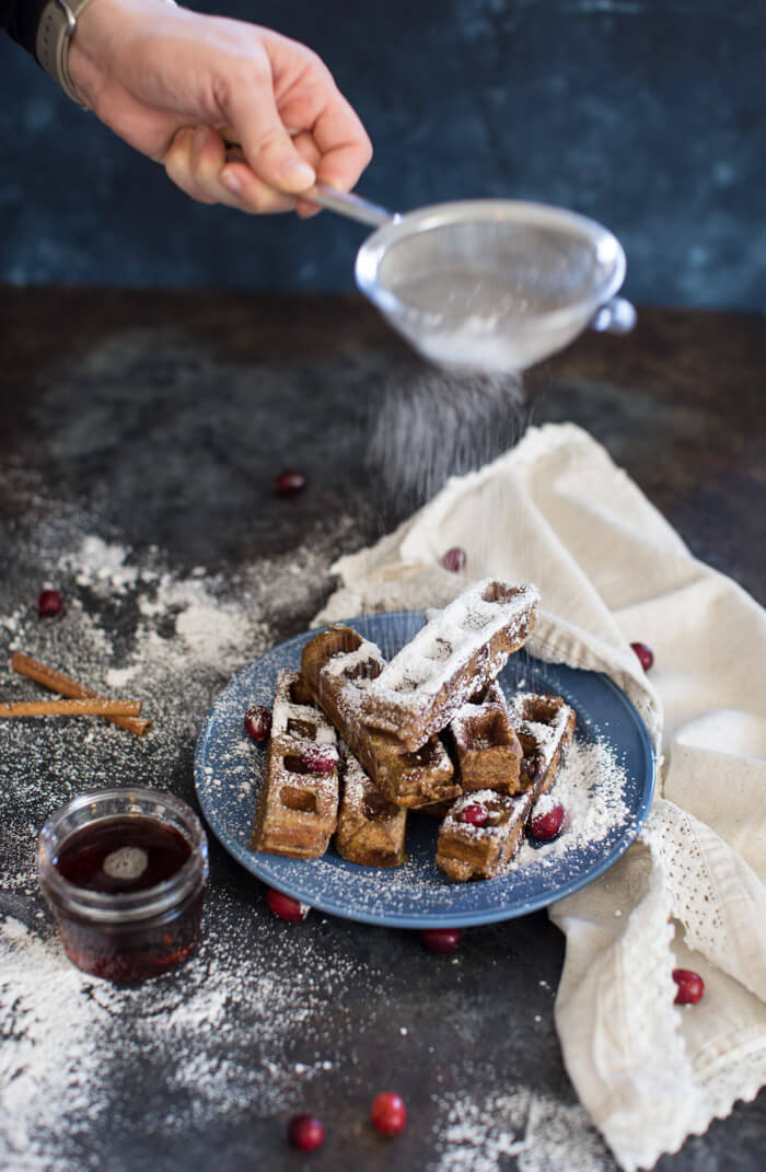 If the name of these pillowy, seasonal breakfast treats does not want to make you jump for joy, then I don’t know what will! Gingerbread Waffle French Toast Sticks