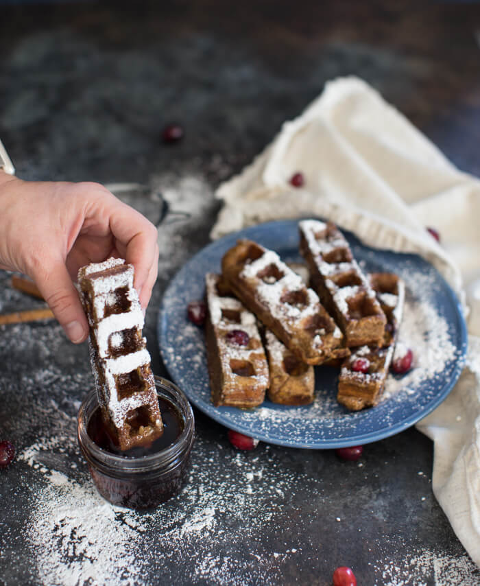 If the name of these pillowy, seasonal breakfast treats does not want to make you jump for joy, then I don’t know what will! Gingerbread Waffle French Toast Sticks