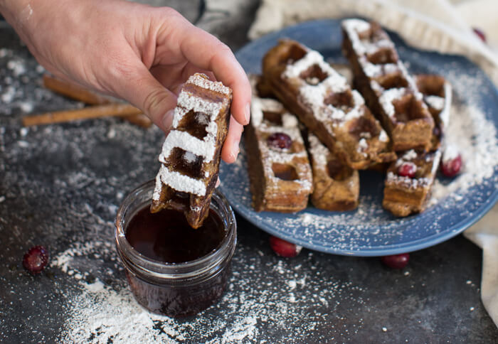 If the name of these pillowy, seasonal breakfast treats does not want to make you jump for joy, then I don’t know what will! Gingerbread Waffle French Toast Sticks